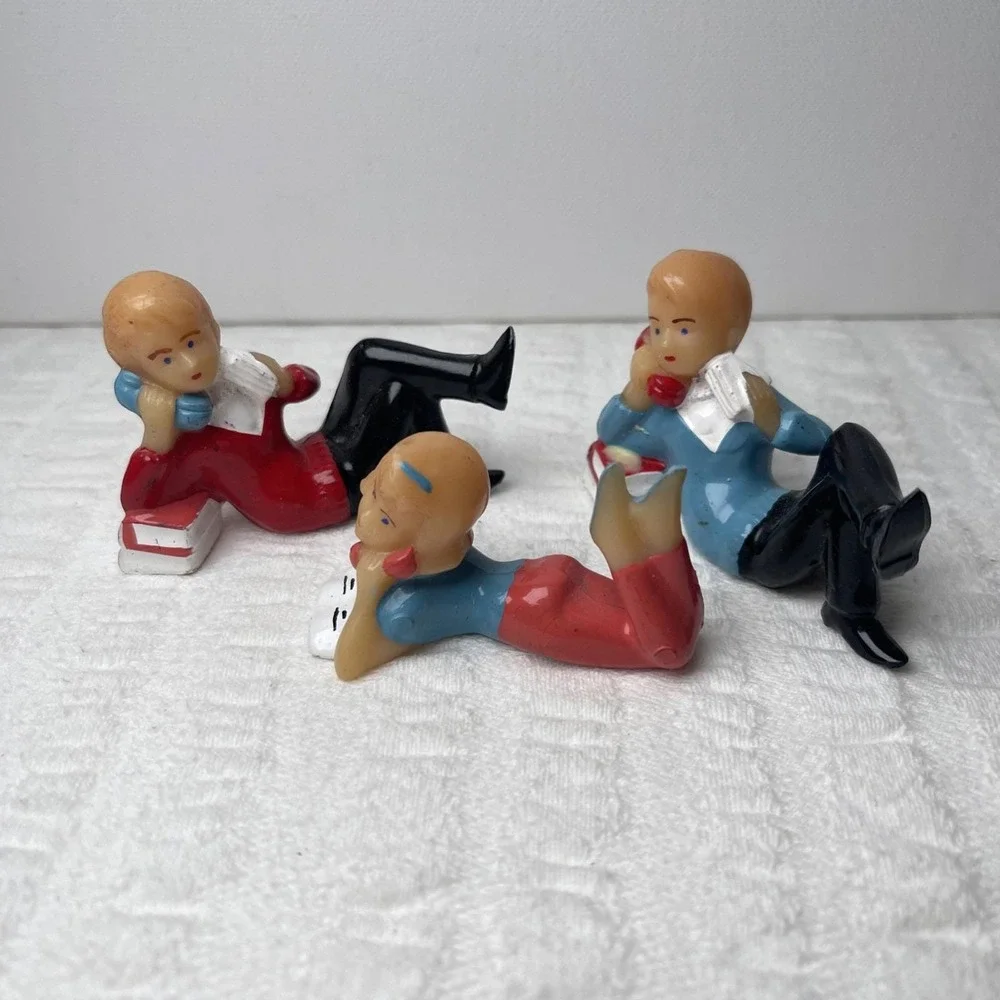 Set of 3 Vintage Wilton Cake Toppers - Girls on Phone Teen Birthday